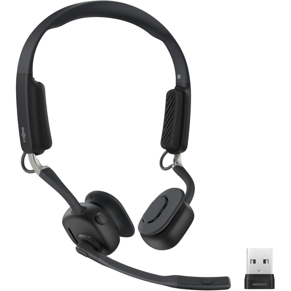 imageSHOKZ New OpenMeet OpenEar Bluetooth Computer Headset Noise Cancelling Mic Mute Button Bluetooth 54 Compatible with PC amp Mac Wireless Work Headphones Customizable Fit Smart App C610OpenMeet UCUSBA