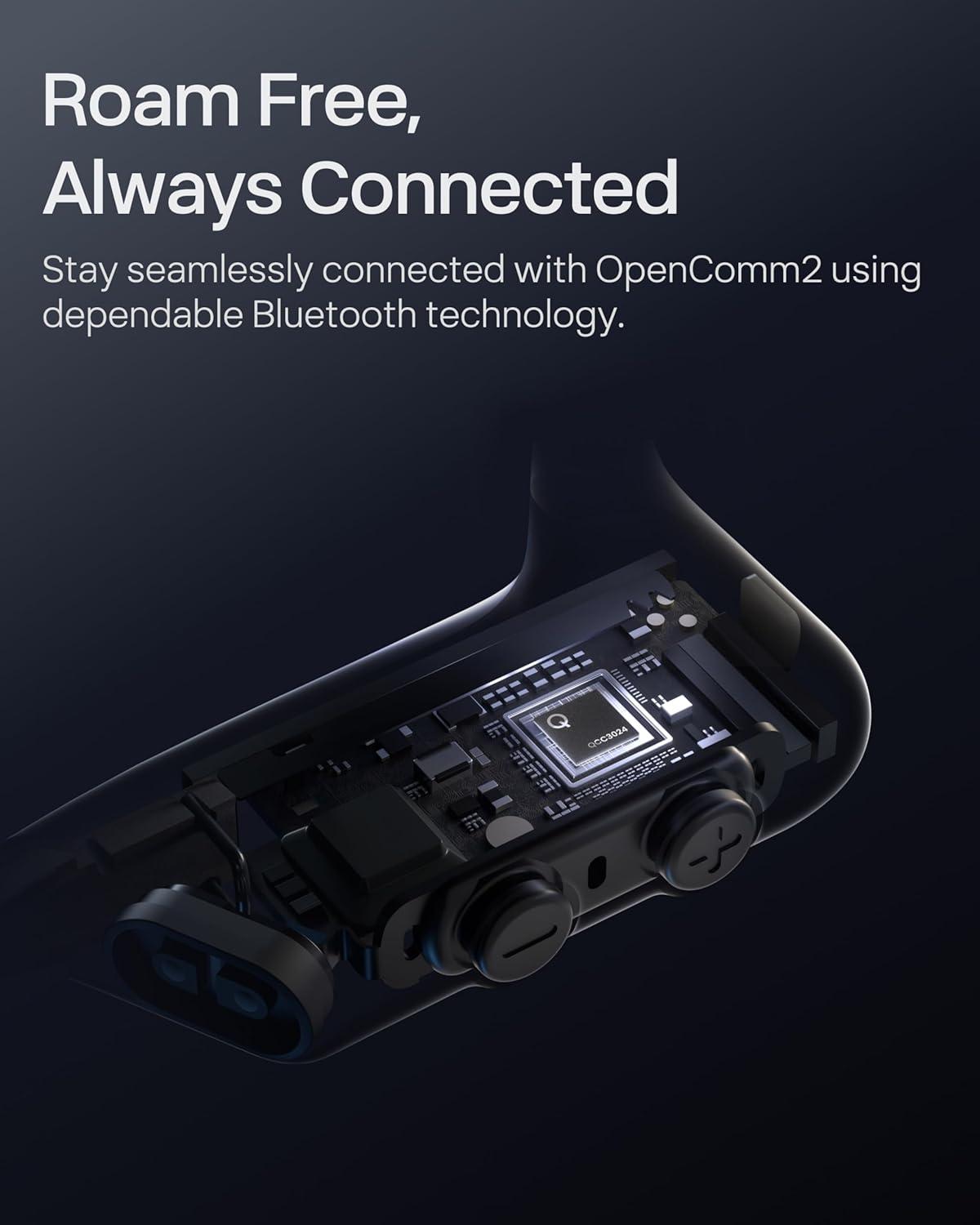 imageSHOKZ OpenComm2 UC 2025 Upgrade  OpenEar Wireless Computer Headset with Boom Mic Bone Conduction Bluetooth Stereo Headphones USBA Dongle Compatible with PC and Mac Zoom Certified  C120UCUSBC Charging