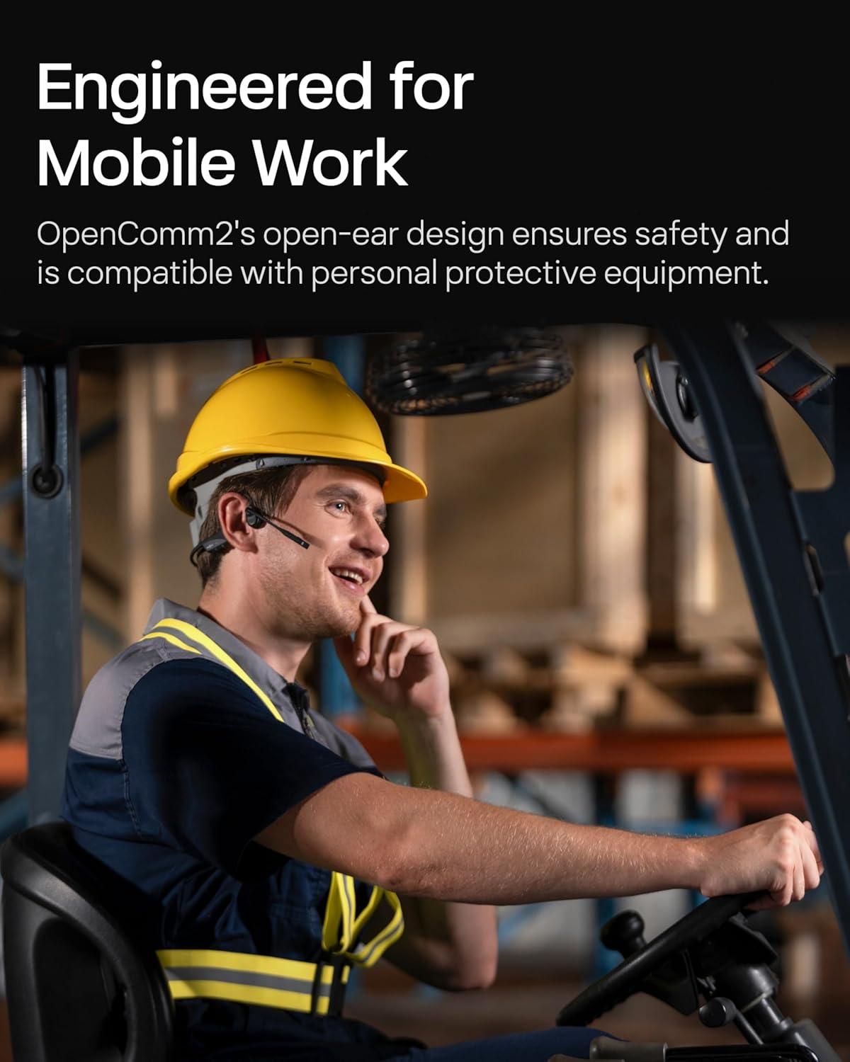 imageSHOKZ OpenComm2 UC 2025 Upgrade  OpenEar Wireless Computer Headset with Boom Mic Bone Conduction Bluetooth Stereo Headphones USBA Dongle Compatible with PC and Mac Zoom Certified  C120UCUSBC Charging