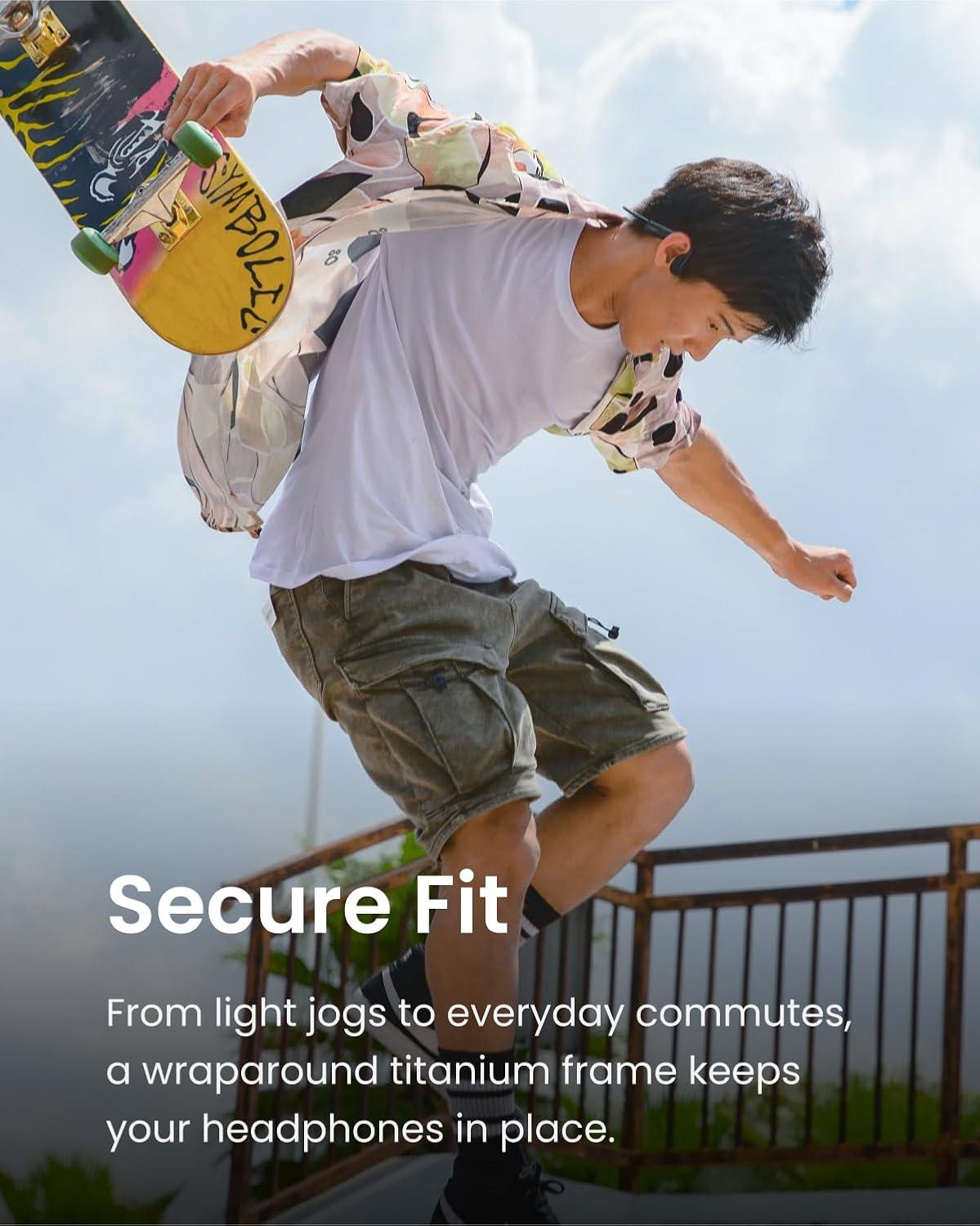 imageSHOKZ OpenMove  OpenEar Bluetooth Sport Headphones  Bone Conduction Wireless Earphones  Sweatproof for Running and Workouts with Sticker Pack Grey Renewed