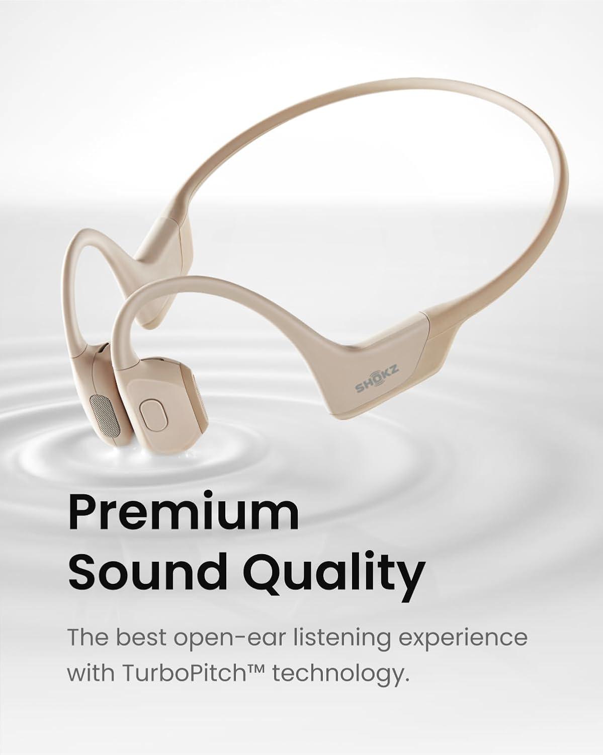 imageSHOKZ OpenRun Pro  OpenEar Bluetooth Bone Conduction Sport Headphones RenewedBeige