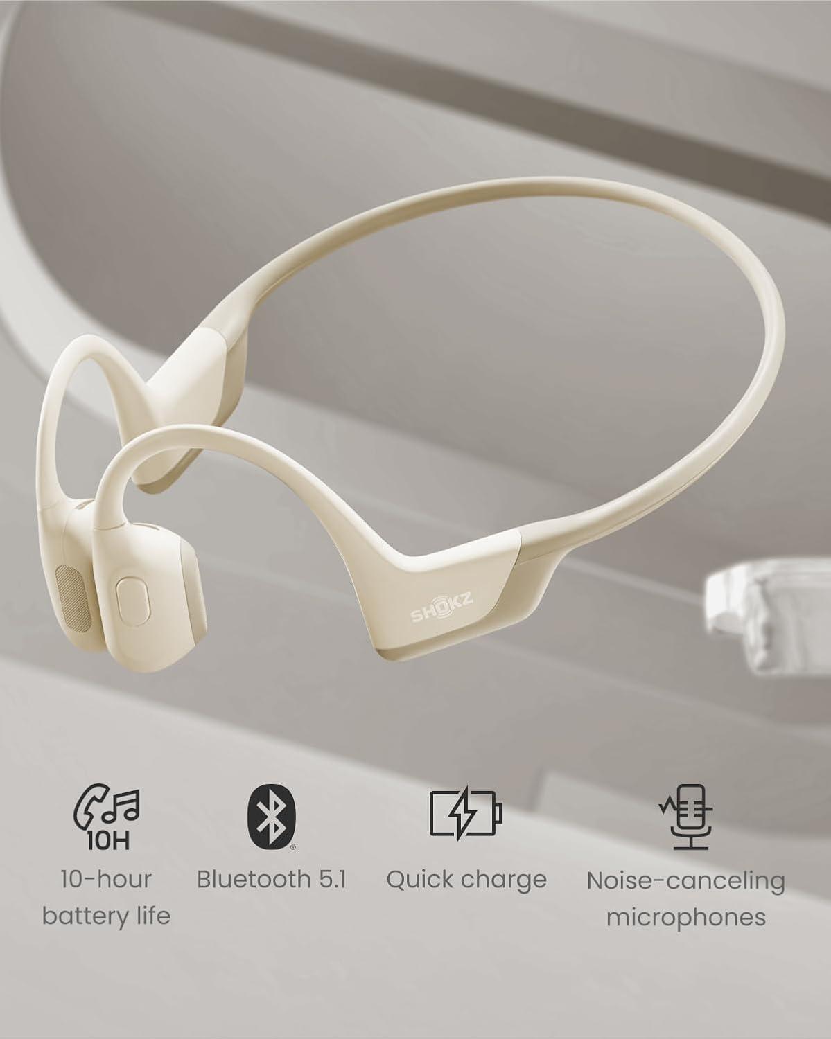 imageSHOKZ OpenRun Pro  OpenEar Bluetooth Bone Conduction Sport Headphones RenewedBeige