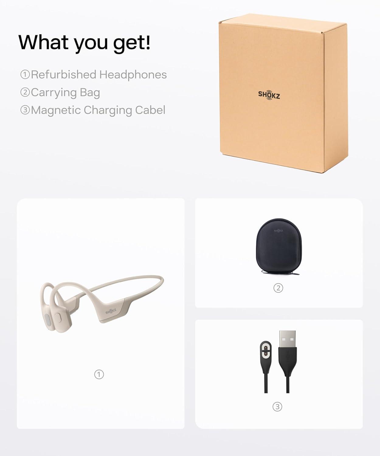 imageSHOKZ OpenRun Pro  OpenEar Bluetooth Bone Conduction Sport Headphones RenewedBeige