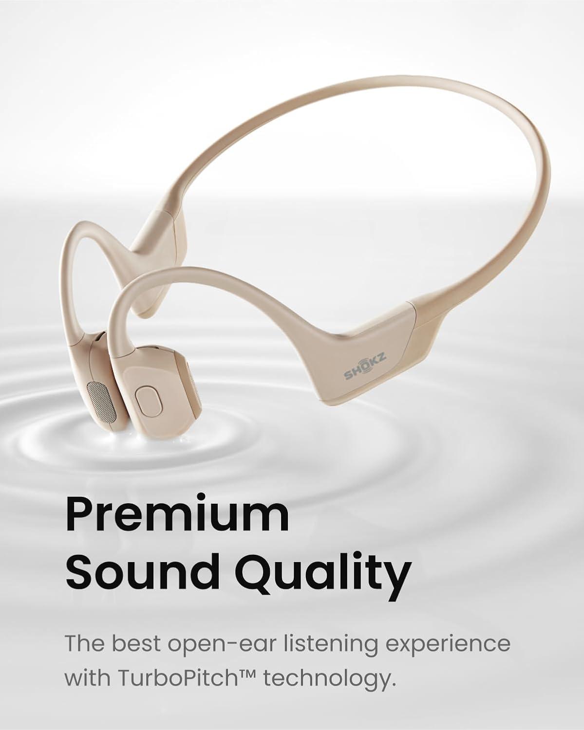 imageSHOKZ OpenRun Pro  OpenEar Bluetooth Bone Conduction Sport Headphones RenewedBeige