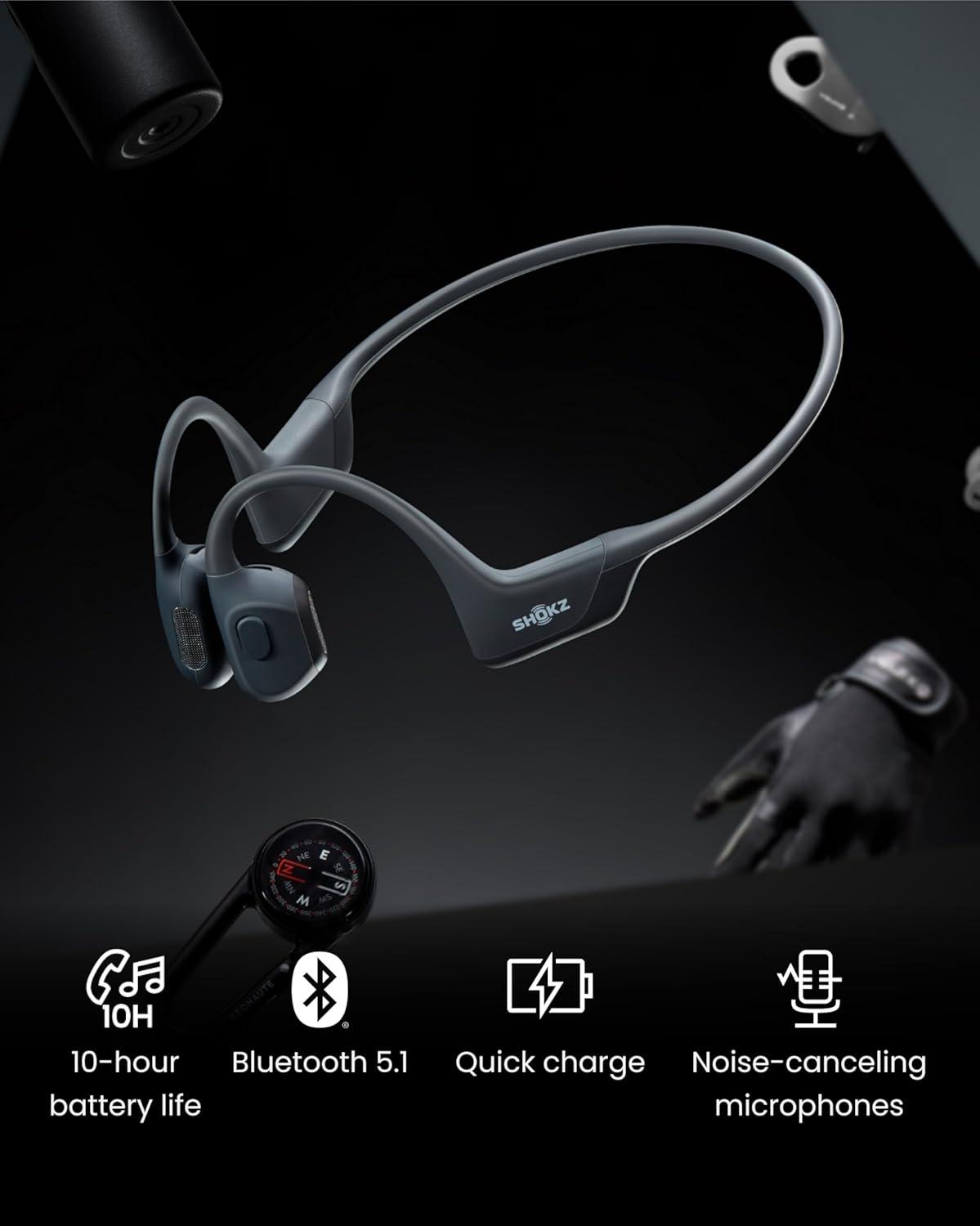 imageSHOKZ OpenRun Pro  OpenEar Bluetooth Bone Conduction Sport Headphones RenewedBlack