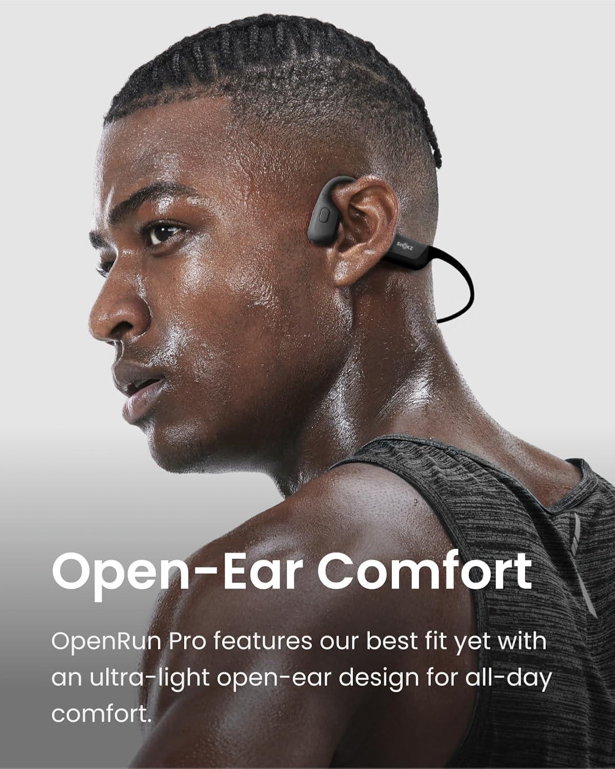 imageSHOKZ OpenRun Pro  OpenEar Bluetooth Bone Conduction Sport Headphones RenewedBlack