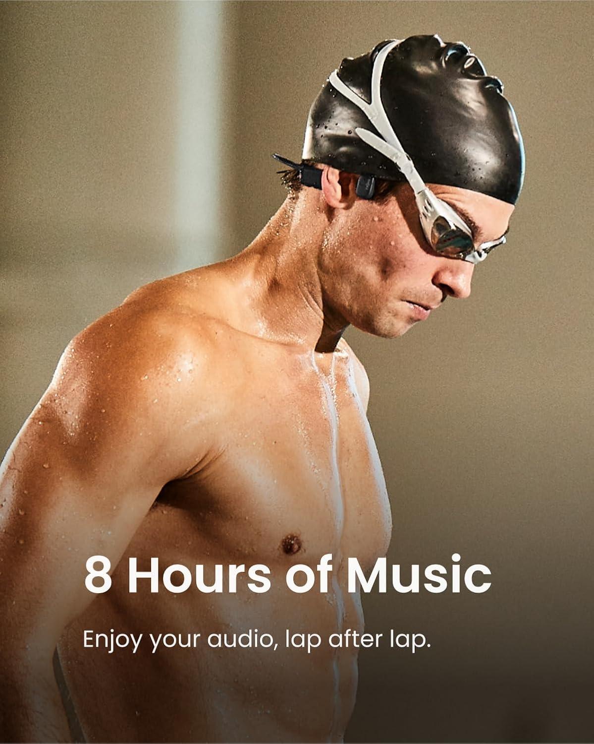 imageSHOKZ OpenSwim Swimming MP3  No Bluetooth  Bone Conduction MP3 Player Waterproof for Swimming  OpenEar Wireless MP3 Player with Earplug Black Renewed