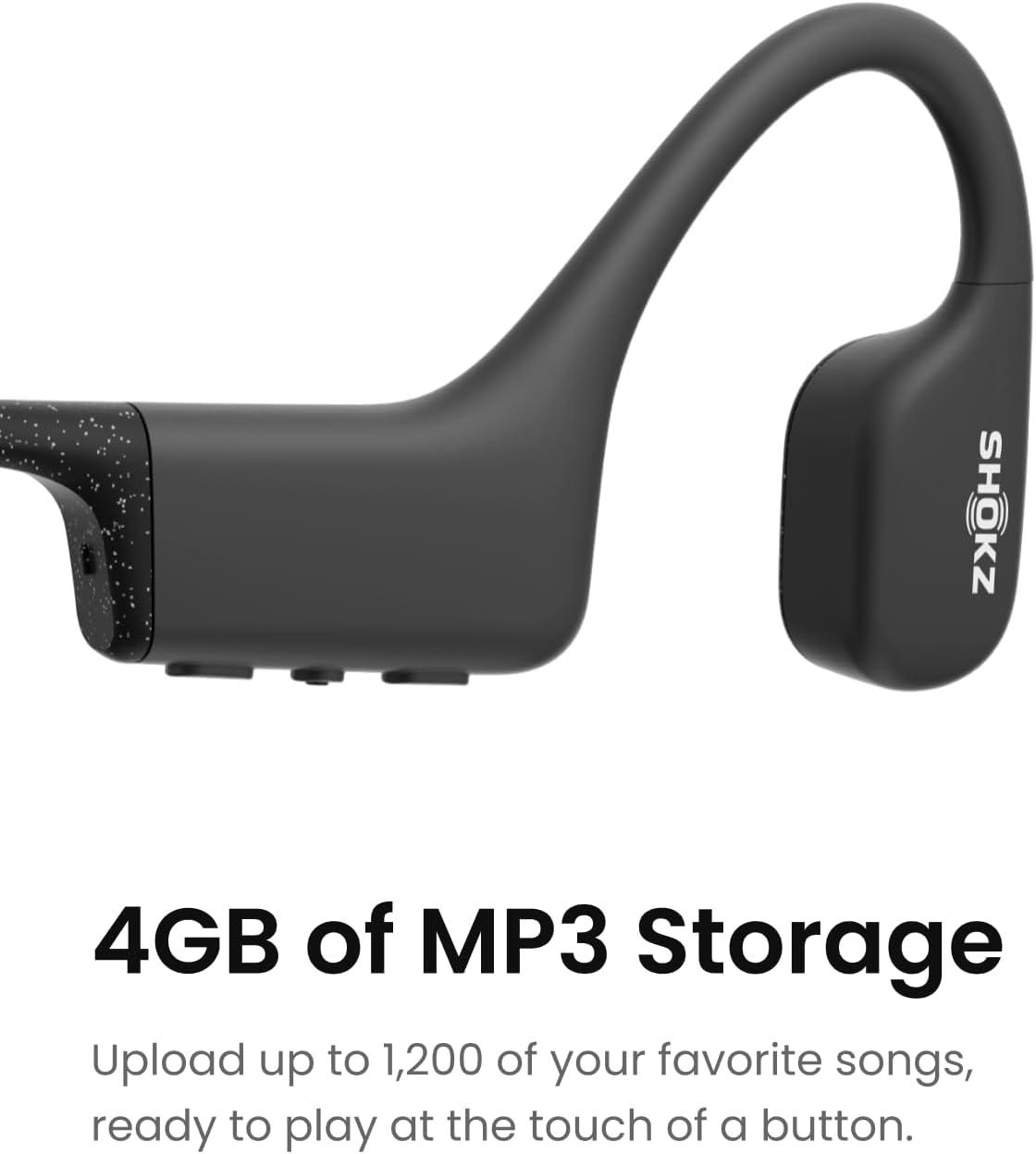 imageSHOKZ OpenSwim Swimming MP3  No Bluetooth  Bone Conduction MP3 Player Waterproof for Swimming  OpenEar Wireless MP3 Player with Earplug Black Renewed