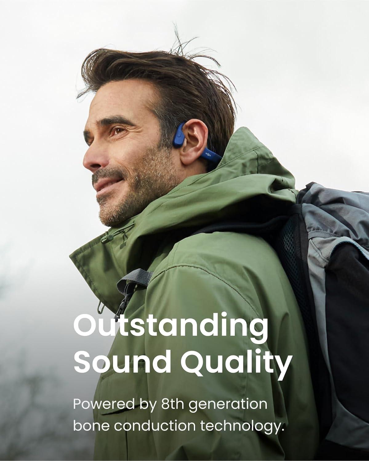 imageSHOKZ OpenSwim Swimming MP3  No Bluetooth  Bone Conduction MP3 Player Waterproof for Swimming  OpenEar Wireless MP3 Player with Earplug Blue Renewed