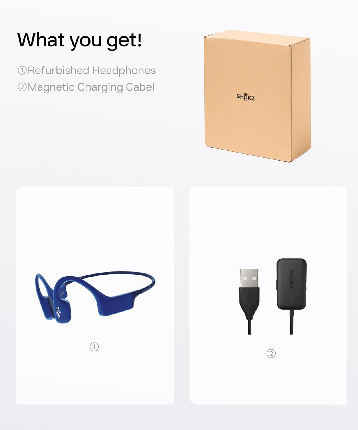 imageSHOKZ OpenSwim Swimming MP3  No Bluetooth  Bone Conduction MP3 Player Waterproof for Swimming  OpenEar Wireless MP3 Player with Earplug Blue Renewed