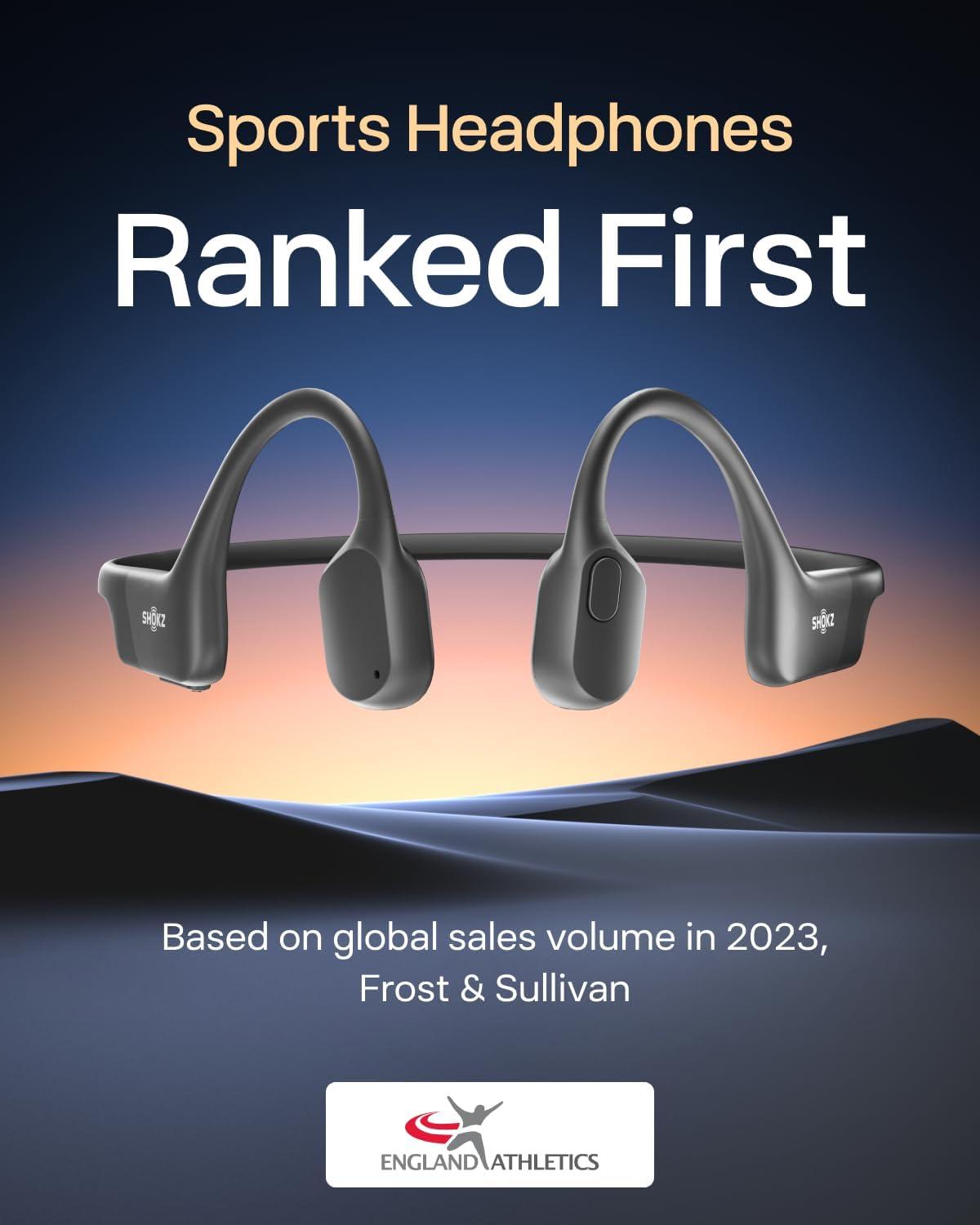 imageSHOKZ OpenRun Bone Conduction OpenEar Bluetooth Sport Headphones Running Workout Bundle with Waterproof Carrying Case amp Sweat Headband IP67 Sweat Resistant 8H Playtime Mic BlackBlack