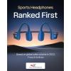 SHOKZ OpenRun Bone Conduction Open-Ear Bluetooth Sport Headphones, Running Workout Bundle with Waterproof Carrying Case & Sweat Headband, IP67 Sweat Resistant, 8H Playtime, Mic, Black(Blue)