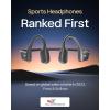 SHOKZ OpenRun Bone Conduction Open-Ear Bluetooth Sport Headphones, Running Workout Bundle with Waterproof Carrying Case & Sweat Headband, IP67 Sweat Resistant, 8H Playtime, Mic, Black(Black)