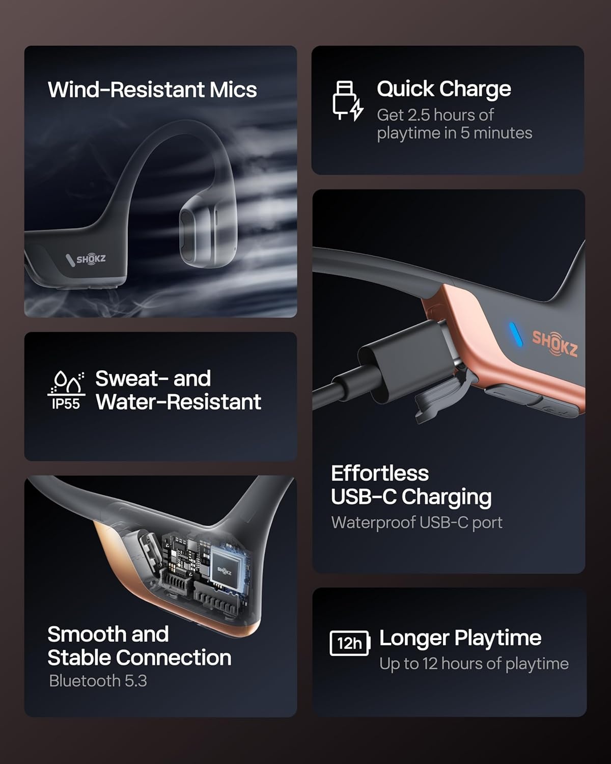 imageSHOKZ New OpenRun Pro 2Bone Conduction HeadphonesOpenEar Bluetooth Wireless Sport Earphones for RunningWorkoutsSweat ResistantSecure Comfortable FitDeep BassSmart Mic Free Gym BagRose Gold