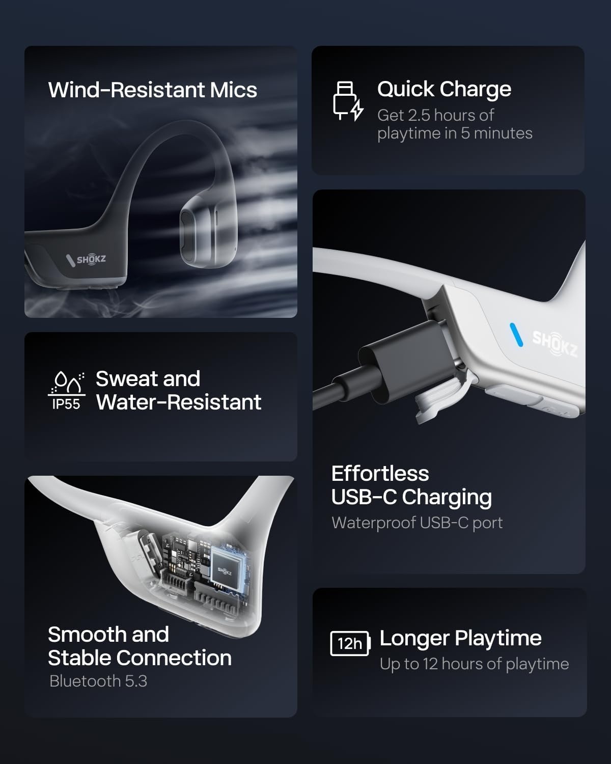 imageSHOKZ New OpenRun Pro 2Bone Conduction HeadphonesOpenEar Bluetooth Wireless Sport Earphones for RunningWorkoutsSweat ResistantSecure Comfortable FitDeep BassSmart Mic Free Gym BagSilver