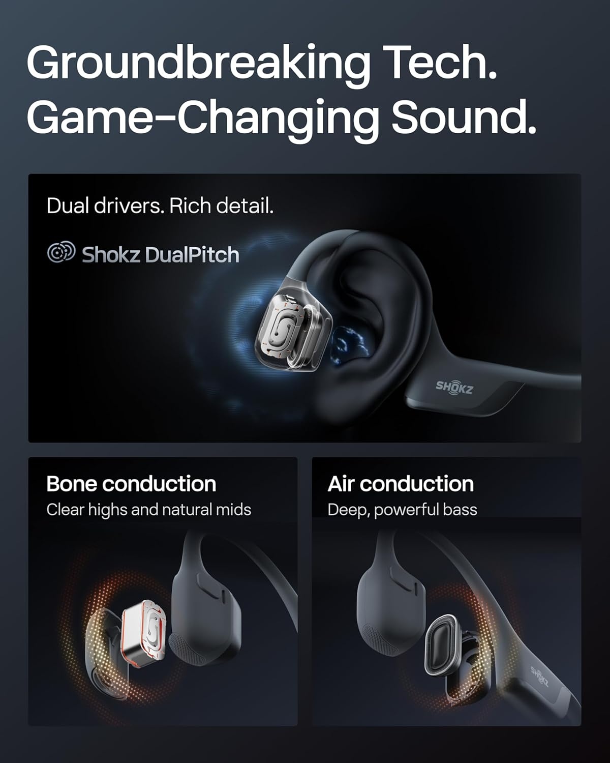 imageSHOKZ New OpenRun Pro 2Bone Conduction HeadphonesOpenEar Bluetooth Wireless Sport Earphones for RunningWorkoutsSweat ResistantSecure Comfortable FitDeep BassSmart Mic Free Gym BagBlack