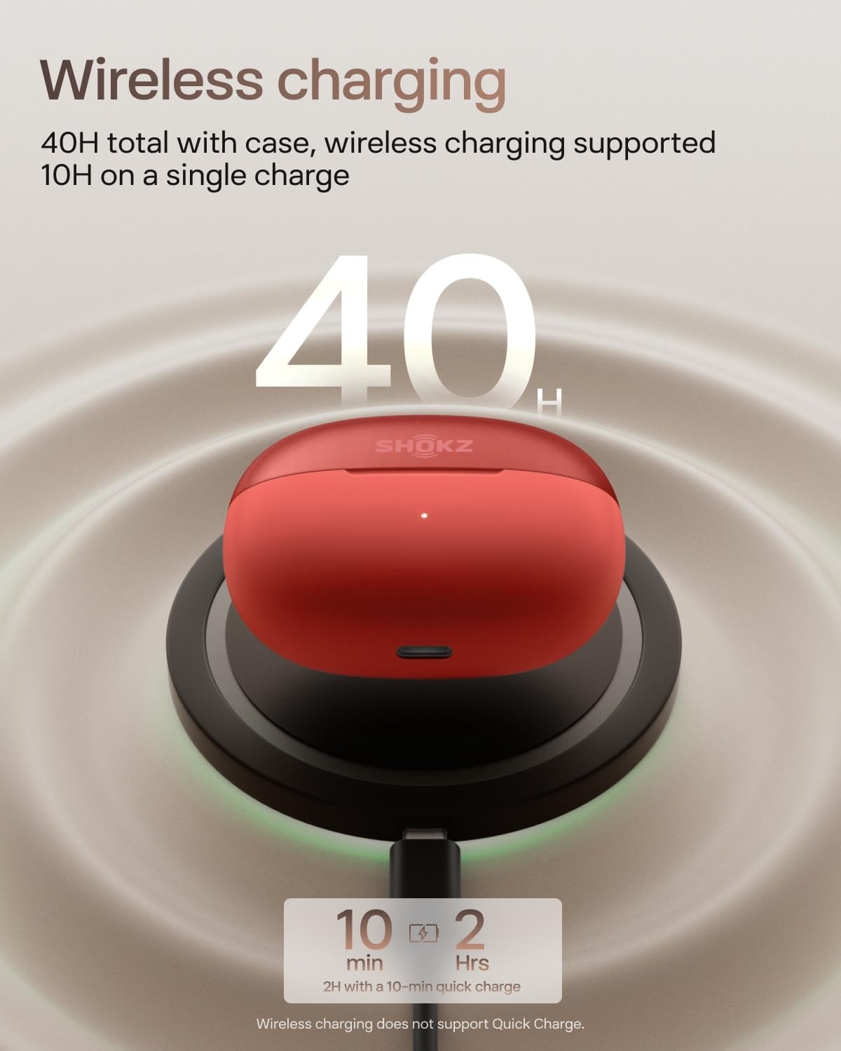 imageSHOKZ OpenDots ONEOpenEar Headphones ClipOn EarbudsWireless Bluetooth Earbuds with MicrophoneSecure Lightweight ComfortPremium Dolby AudioWater ResistantFast ChargingUp to 40 hrs PlaytimeRed