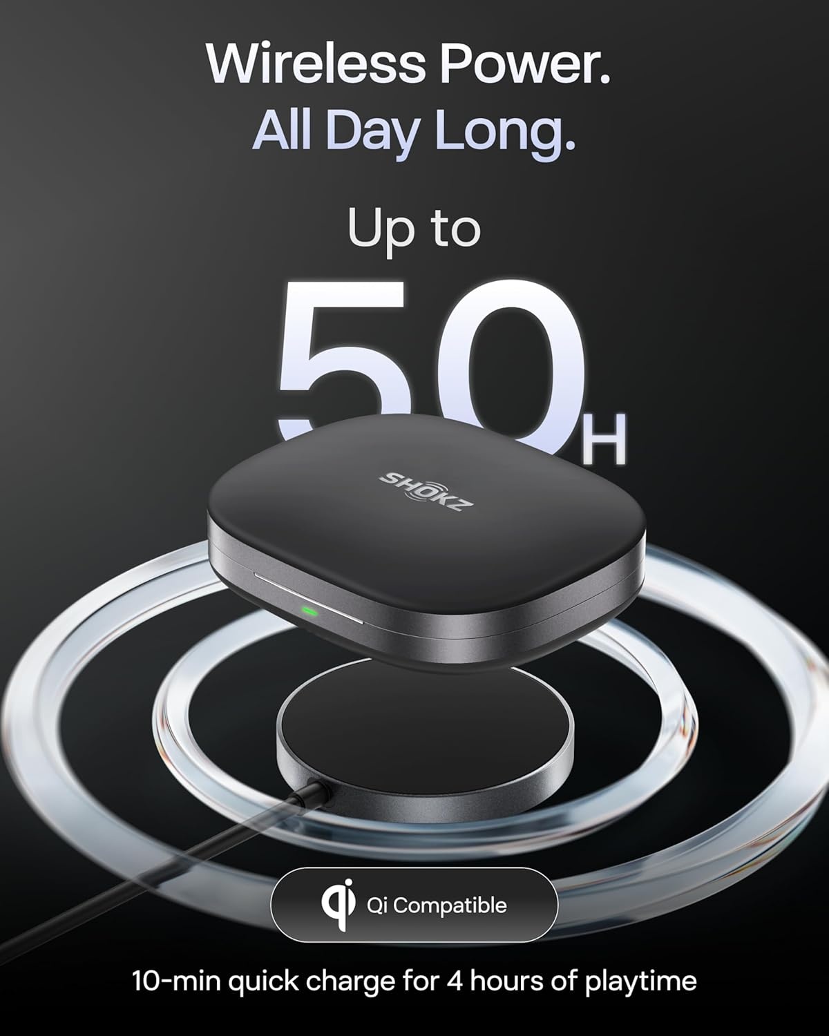 imageSHOKZ OpenFit Pro OpenEar True Wireless Earbuds with OpenEar Noise Reduction Optimised for Dolby Atmos Deep Bass 50H Playtime AIPowered Clear Calls for Work Sport Bluetooth 61 IP55 BlackBlack