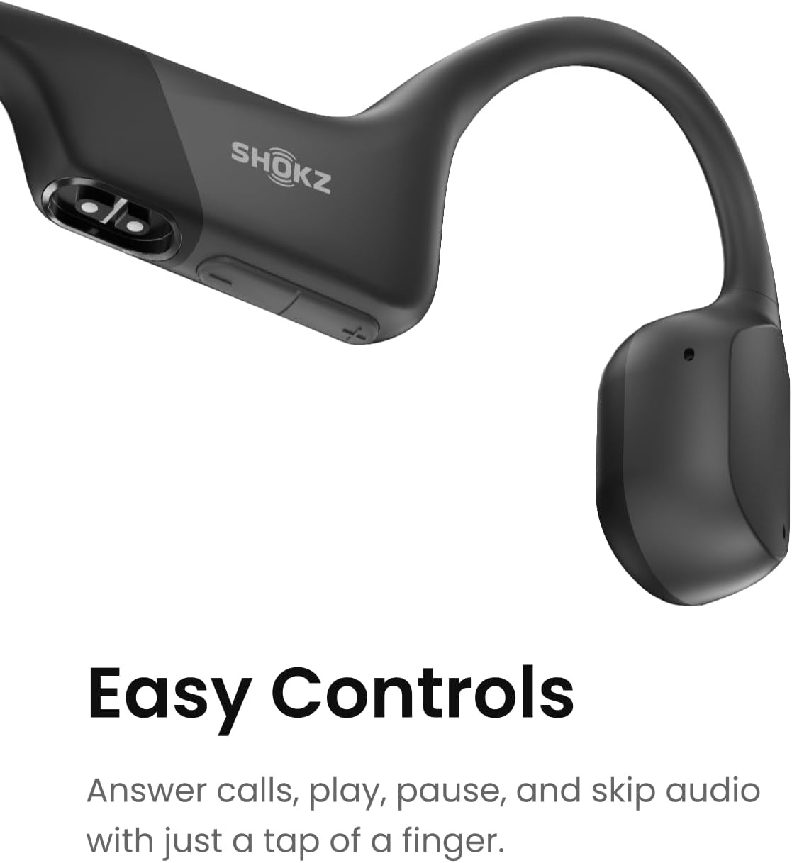 imageSHOKZ OpenRun Mini with USBC Charging OpenEar Bluetooth Bone Conduction Sport Headphones Sweat Resistant Wireless Earphones for Workouts and Running Built in Mic with Hair BandBlack RenewedBlack