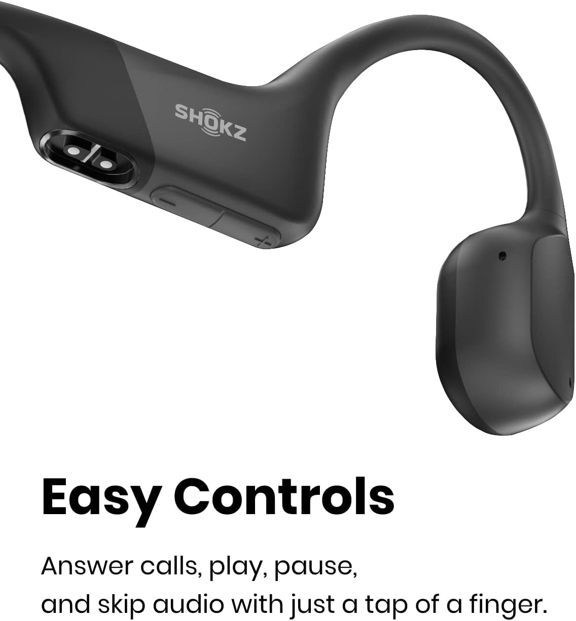 imageSHOKZ OpenRun Mini with USBC Charging OpenEar Bluetooth Bone Conduction Sport Headphones Sweat Resistant Wireless Earphones for Workouts and Running Built in Mic with Hair BandBlack RenewedBlack