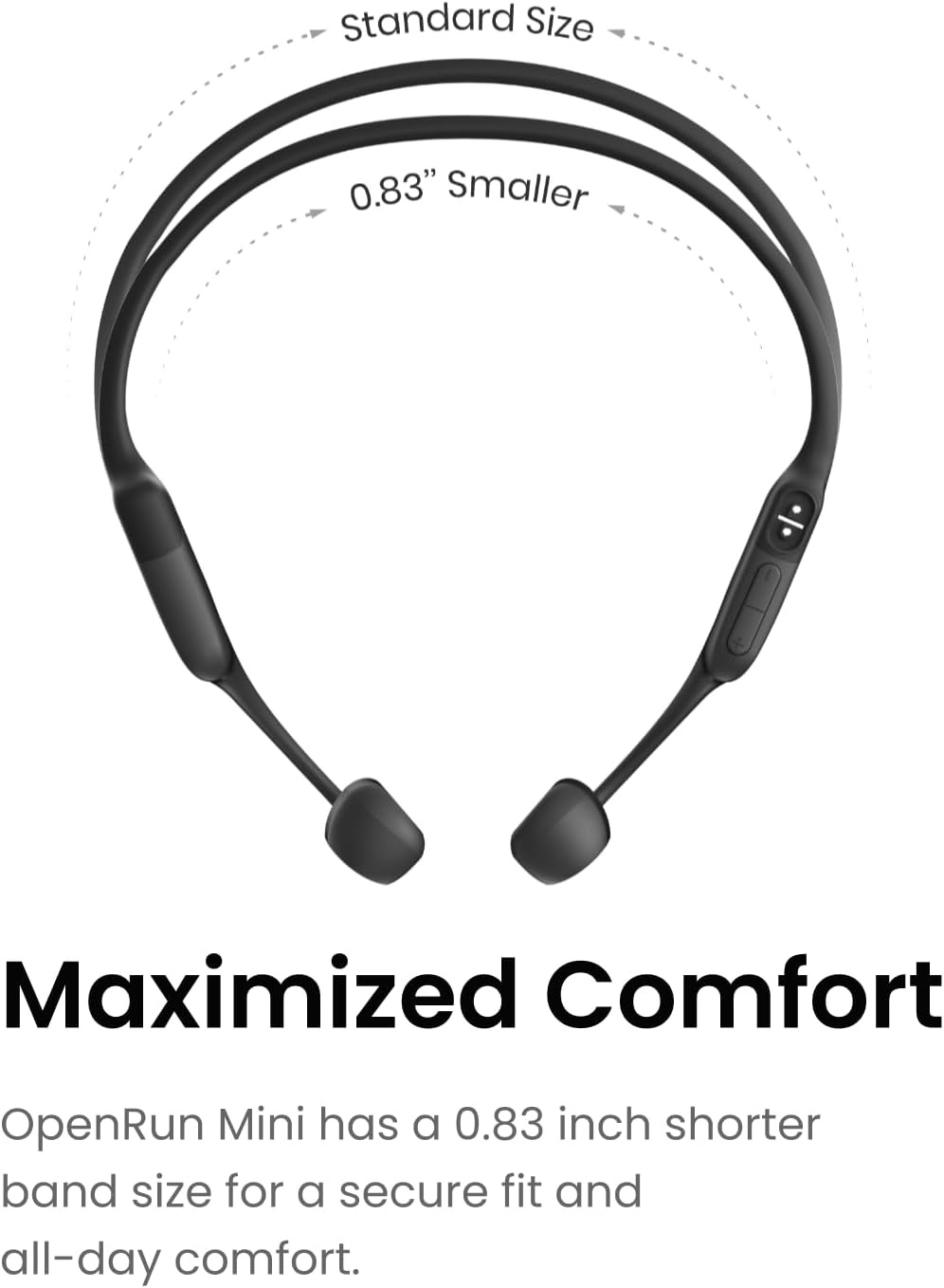 imageSHOKZ OpenRun Mini with USBC Charging OpenEar Bluetooth Bone Conduction Sport Headphones Sweat Resistant Wireless Earphones for Workouts and Running Built in Mic with Hair BandBlack RenewedBlack