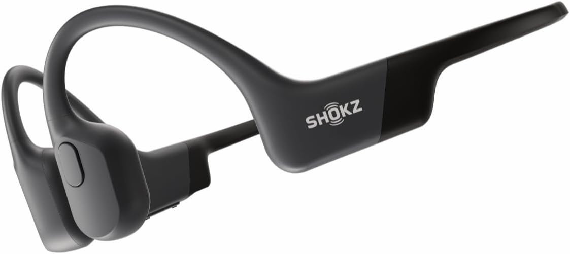 imageSHOKZ OpenRun Mini with USBC Charging OpenEar Bluetooth Bone Conduction Sport Headphones Sweat Resistant Wireless Earphones for Workouts and Running Built in Mic with Hair BandBlack RenewedBlack