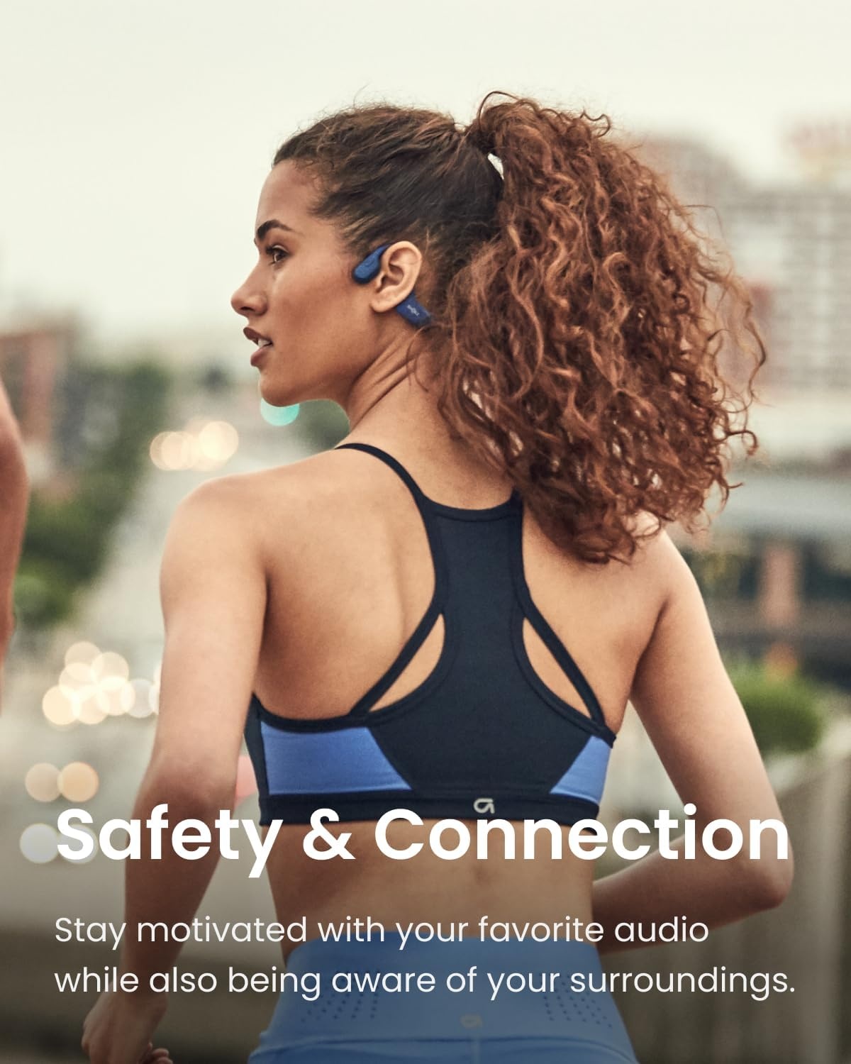 imageSHOKZ OpenRun Mini with USBC Charging OpenEar Bluetooth Bone Conduction Sport Headphones Sweat Resistant Wireless Earphones for Workouts and Running Built in Mic with Hair BandBlack RenewedBlue