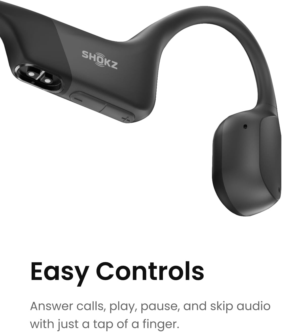 imageSHOKZ OpenRun Mini with USBC Charging OpenEar Bluetooth Bone Conduction Sport Headphones Sweat Resistant Wireless Earphones for Workouts and Running Built in Mic with Hair BandBlack RenewedBlack