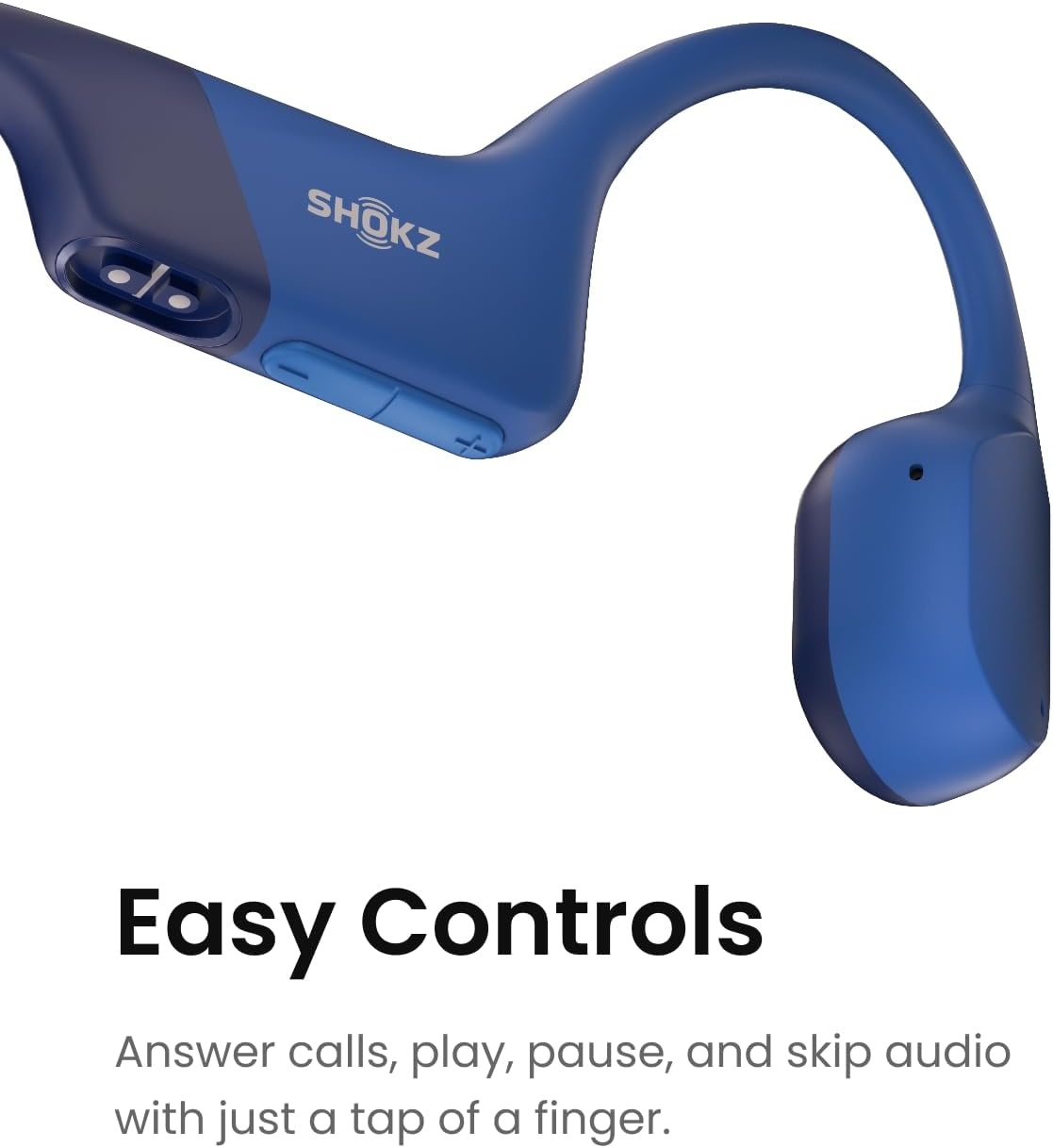 imageSHOKZ OpenRun Mini with USBC Charging OpenEar Bluetooth Bone Conduction Sport Headphones Sweat Resistant Wireless Earphones for Workouts and Running Built in Mic with Hair BandBlack RenewedBlue