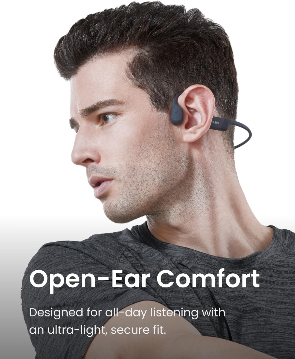imageSHOKZ OpenRun Mini with USBC Charging OpenEar Bluetooth Bone Conduction Sport Headphones Sweat Resistant Wireless Earphones for Workouts and Running Built in Mic with Hair BandBlack RenewedBlack
