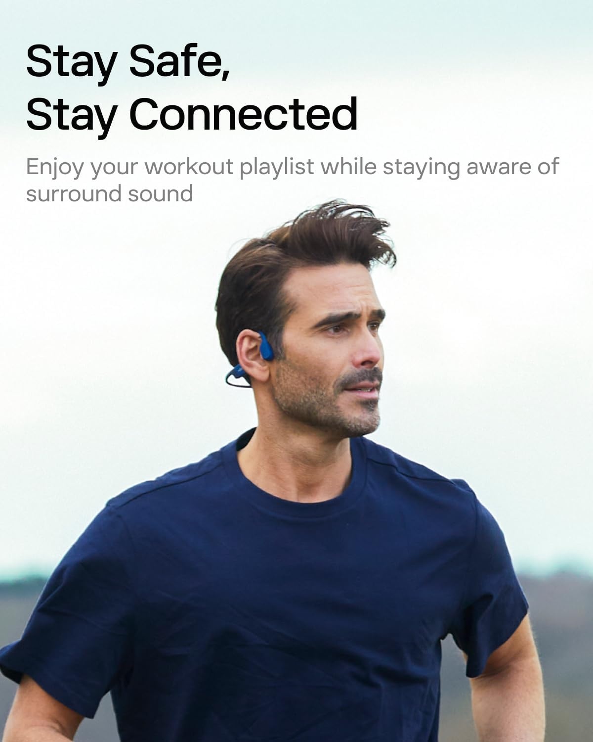 imageSHOKZ OpenRun Mini with USBC Charging OpenEar Bluetooth Bone Conduction Sport Headphones Sweat Resistant Wireless Earphones for Workouts and Running Built in Mic with Hair BandBlack RenewedBlue