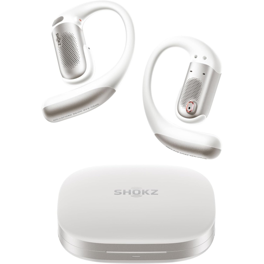 imageSHOKZ OpenFit Pro OpenEar True Wireless Earbuds with OpenEar Noise Reduction Optimised for Dolby Atmos Deep Bass 50H Playtime AIPowered Clear Calls for Work Sport Bluetooth 61 IP55 BlackWhite