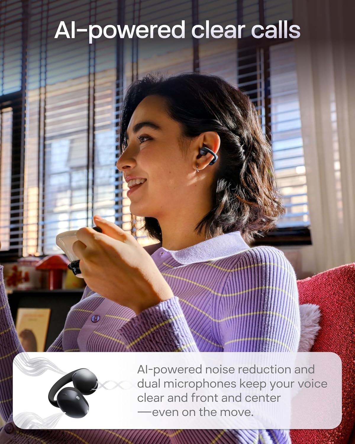 image:imageSHOKZ OpenDots Air OpenEar ClipOn Earbuds Bluetooth 61 Up to 36 Hours of Listening Interchangeable Earbuds Touch Controls Dual AI NoiseCanceling Microphones IP55 Bassphere TechnologyDaybreak Purple