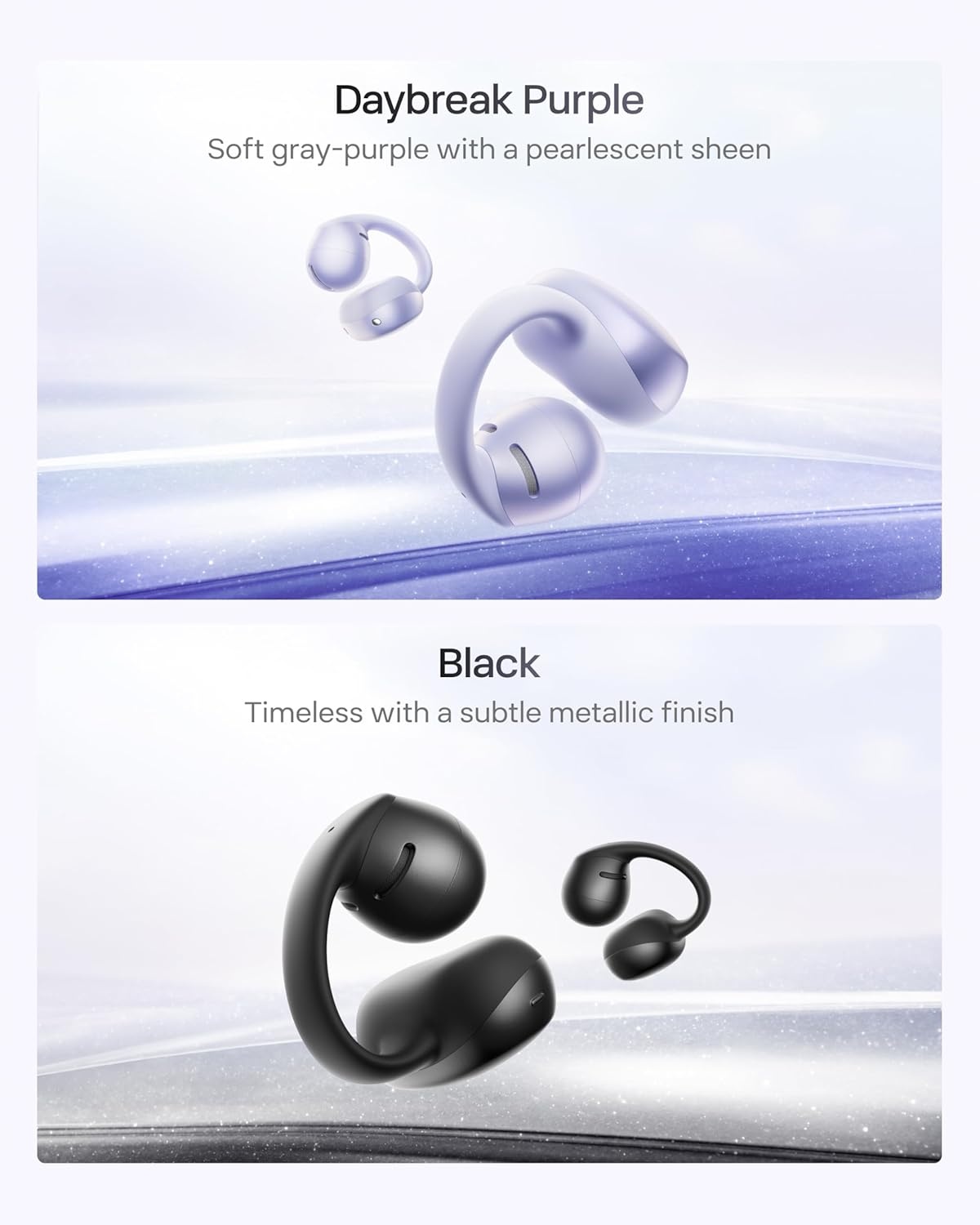 image:imageSHOKZ OpenDots Air OpenEar ClipOn Earbuds Bluetooth 61 Up to 36 Hours of Listening Interchangeable Earbuds Touch Controls Dual AI NoiseCanceling Microphones IP55 Bassphere TechnologyDaybreak Purple