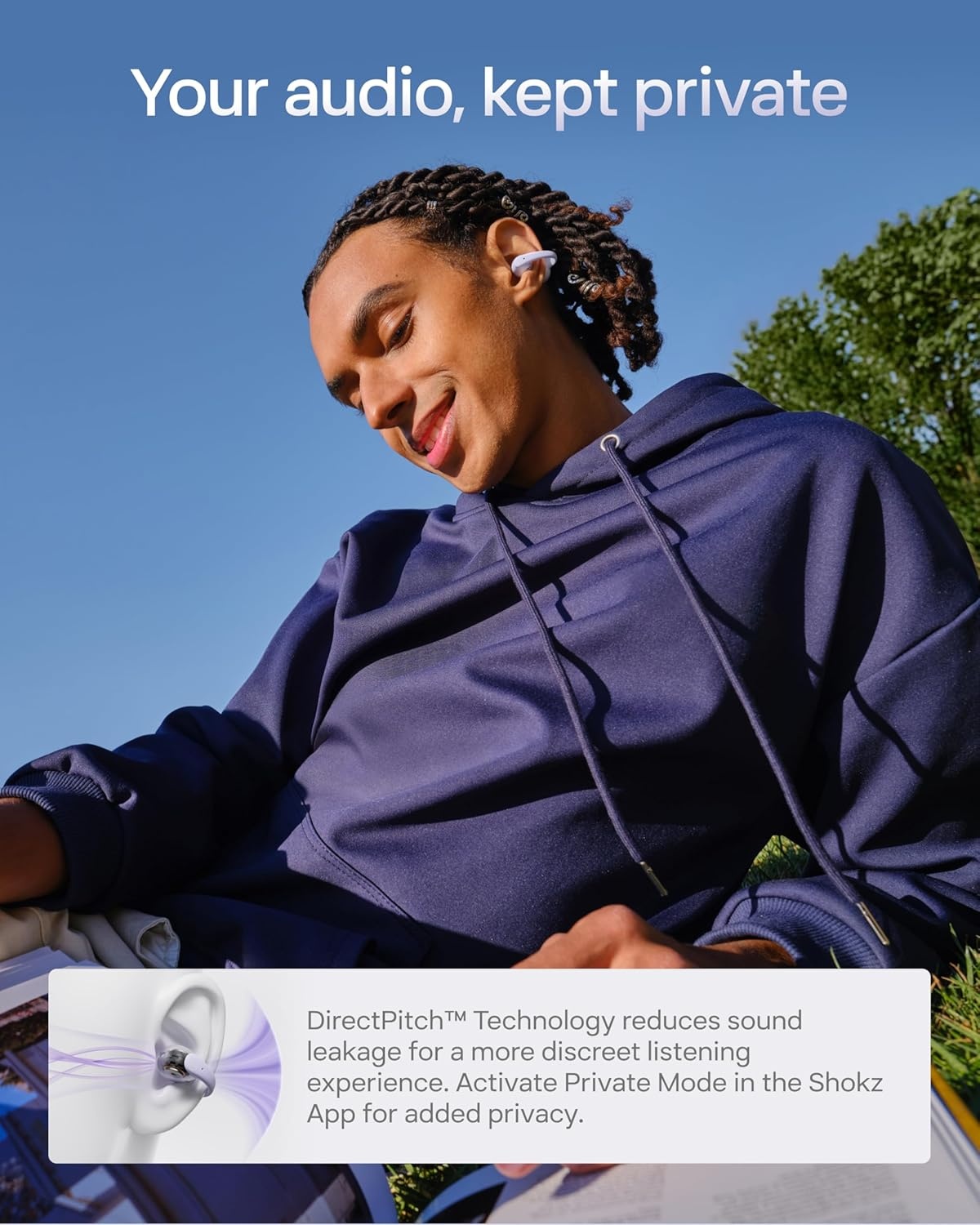 image:imageSHOKZ OpenDots Air OpenEar ClipOn Earbuds Bluetooth 61 Up to 36 Hours of Listening Interchangeable Earbuds Touch Controls Dual AI NoiseCanceling Microphones IP55 Bassphere TechnologyDaybreak Purple