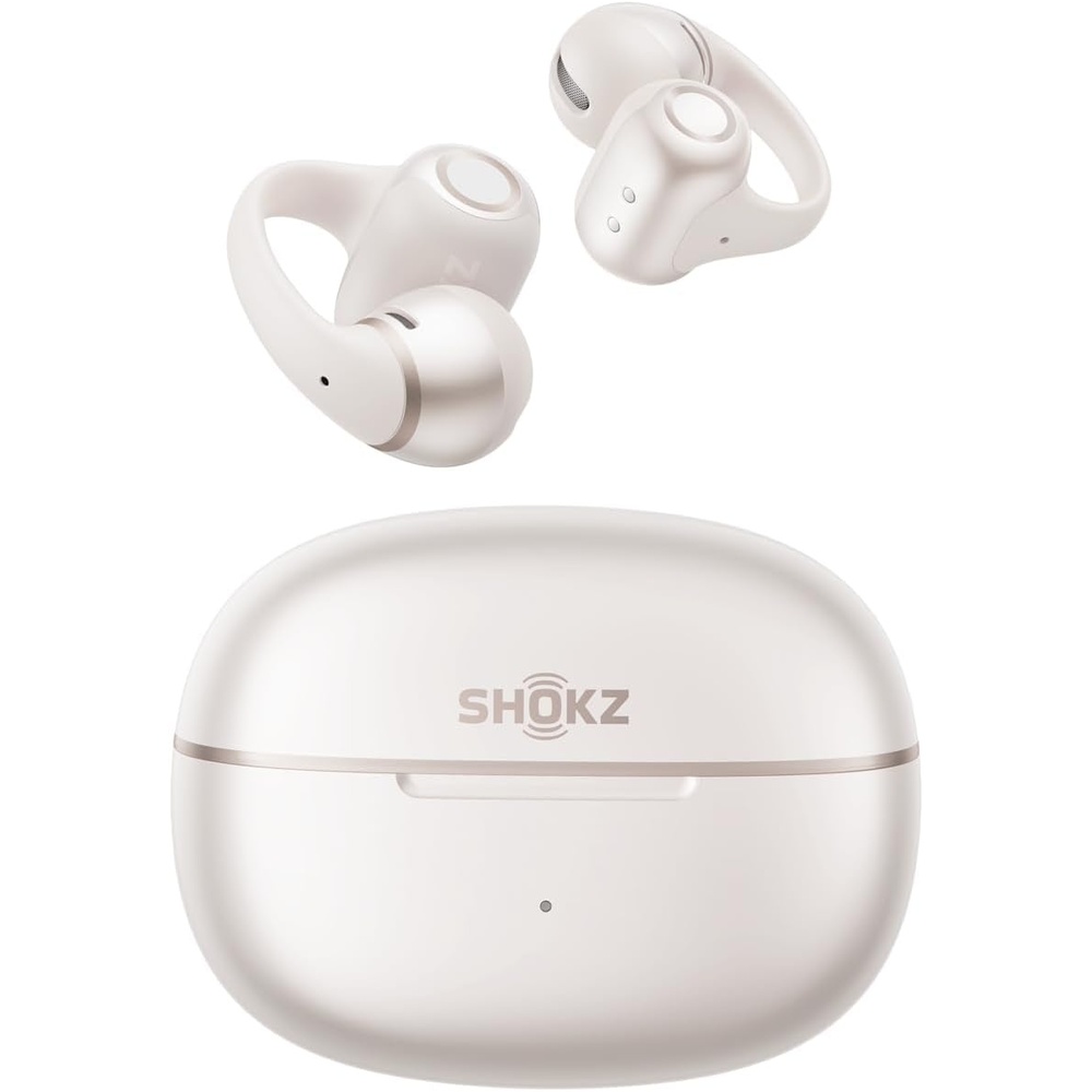 image:imageSHOKZ OpenDots 2 OpenEar ClipOn Earbuds with Upgraded Dolby Audio 3Mic Clear Calls Rich Bass Up to 40 Hrs of Audio Wireless Charging Interchangeable LeftRight Earbuds IP57 Bluetooth 61Pearl white